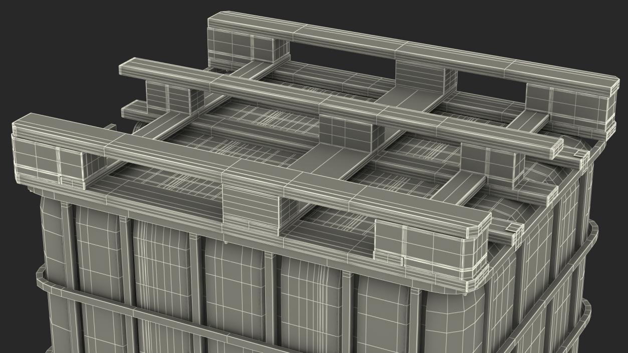 IBC Fluid Container 1000 Litre Wooden Pallet 3D model