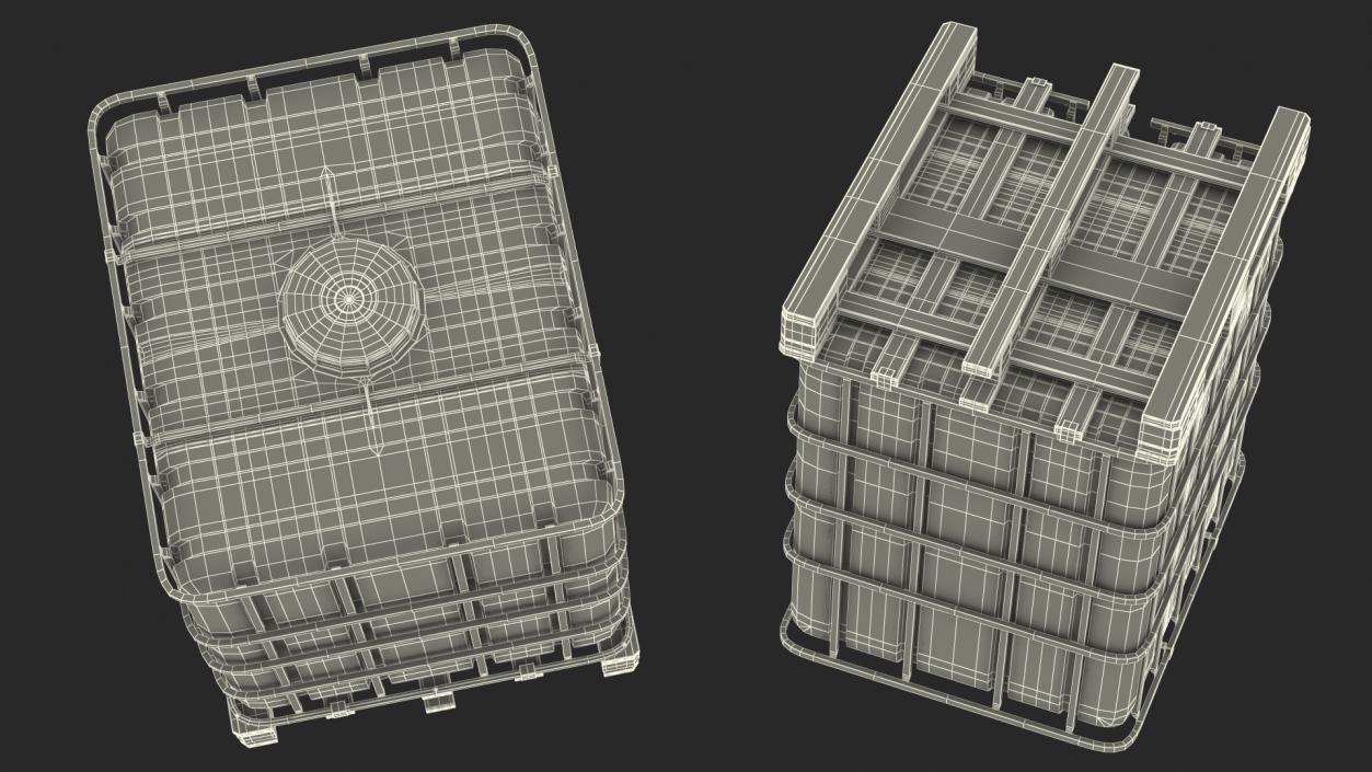 IBC Fluid Container 1000 Litre Wooden Pallet 3D model