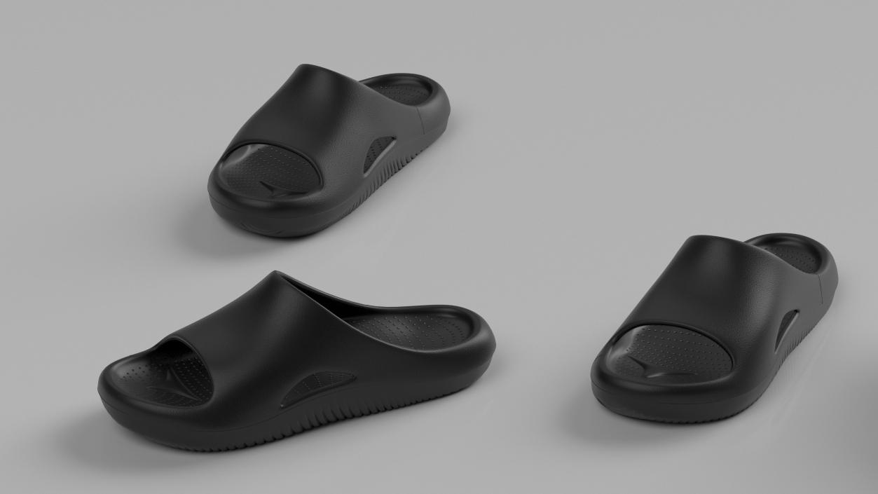 3D model Casual Flip Flops Black 2