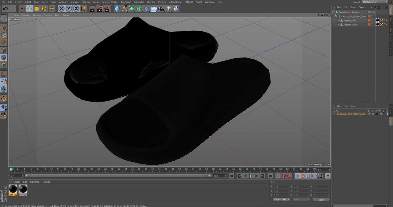 3D model Casual Flip Flops Black 2