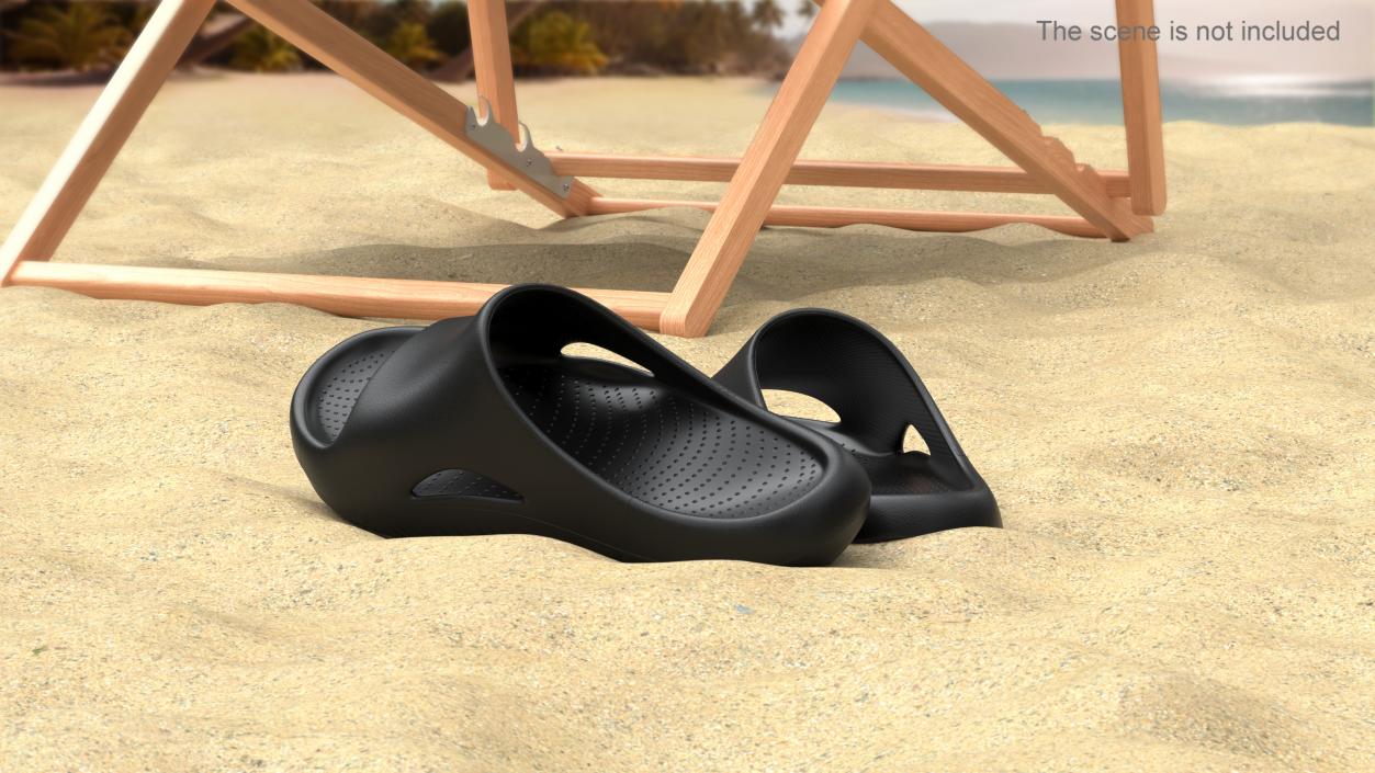 3D model Casual Flip Flops Black 2