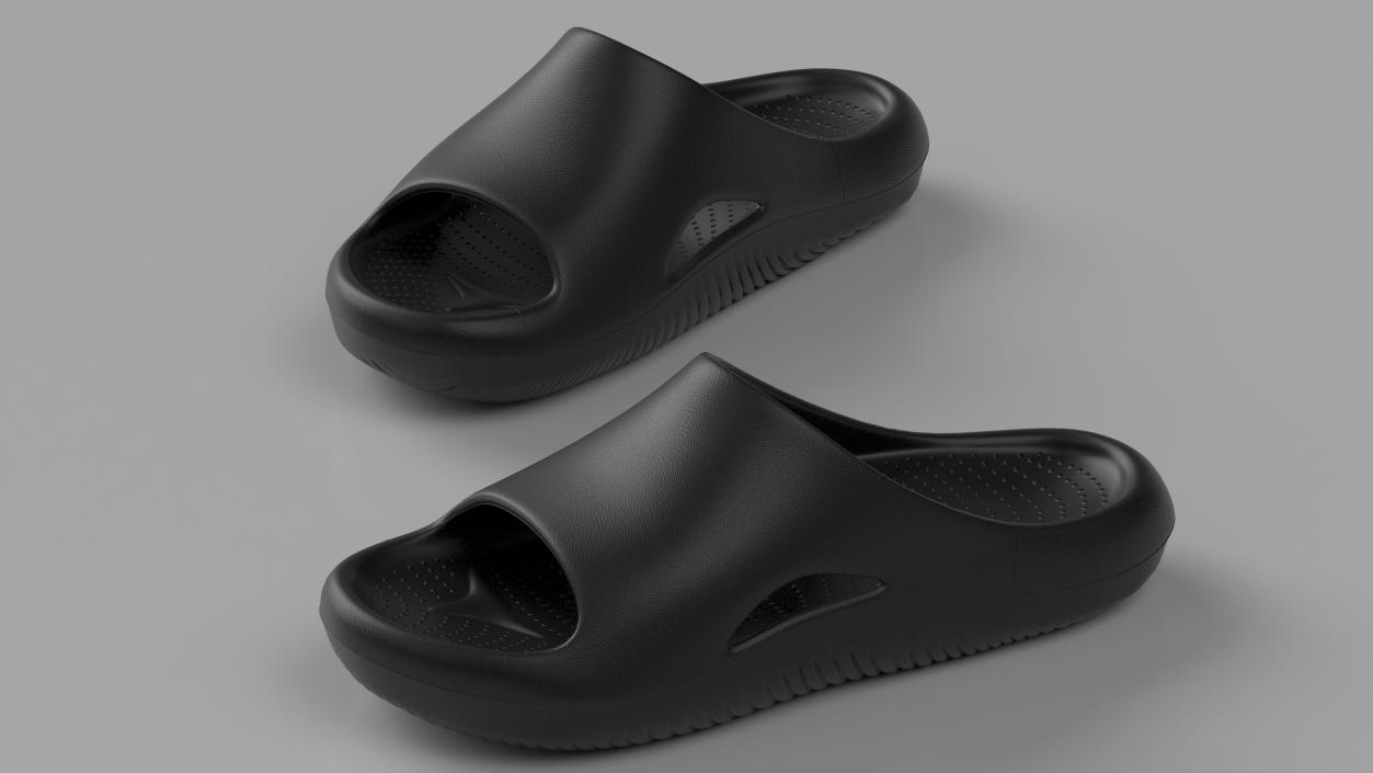 3D model Casual Flip Flops Black 2