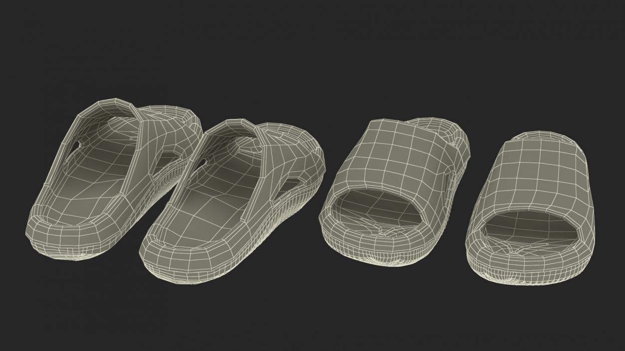 3D model Casual Flip Flops Black 2