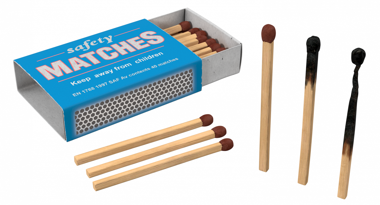 3D Safety Matches Set model