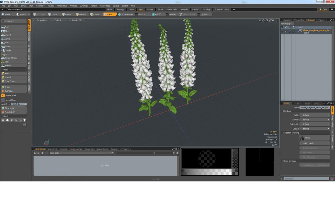 3D model White Foxglove Plants Set