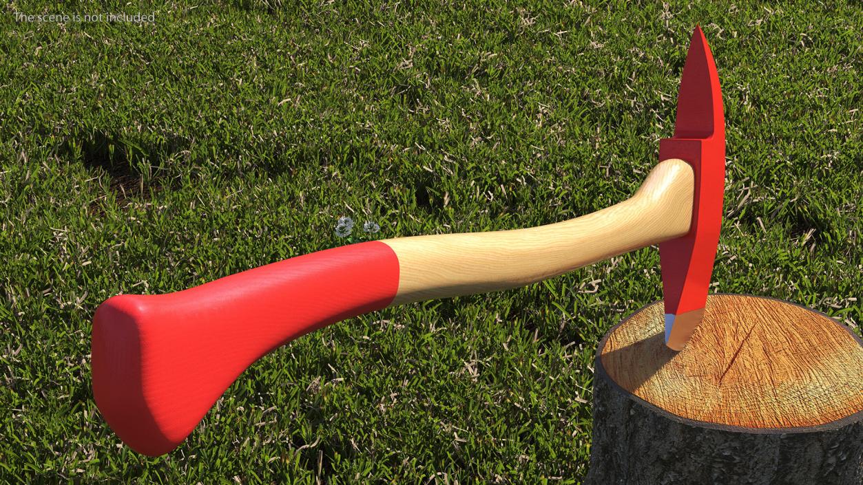 Fireman Axe with Wooden Handle New 3D model