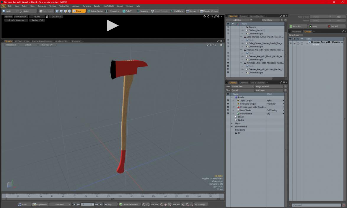 Fireman Axe with Wooden Handle New 3D model