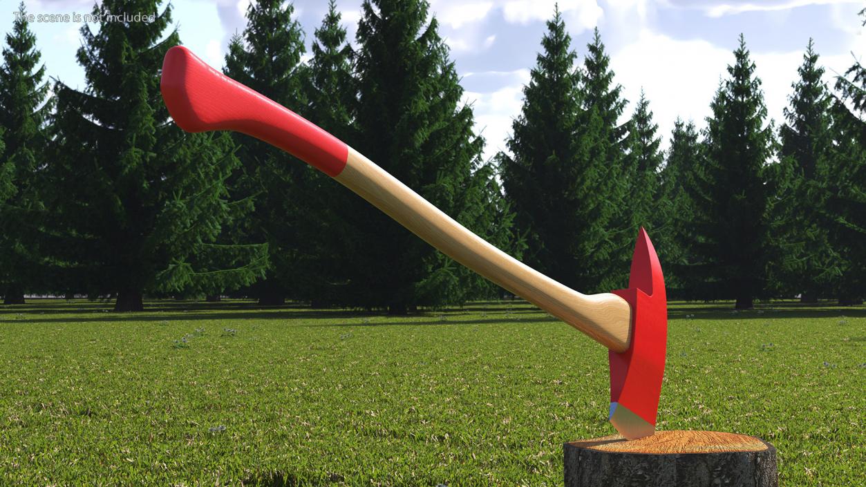 Fireman Axe with Wooden Handle New 3D model