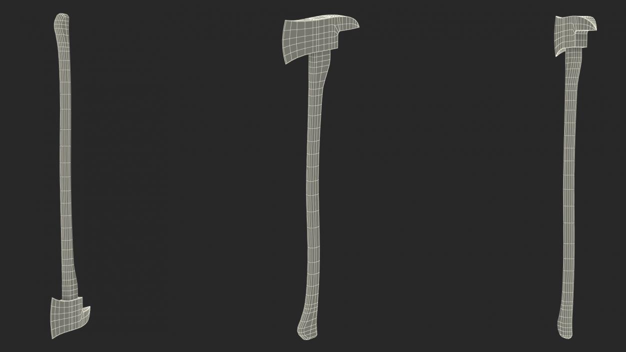 Fireman Axe with Wooden Handle New 3D model