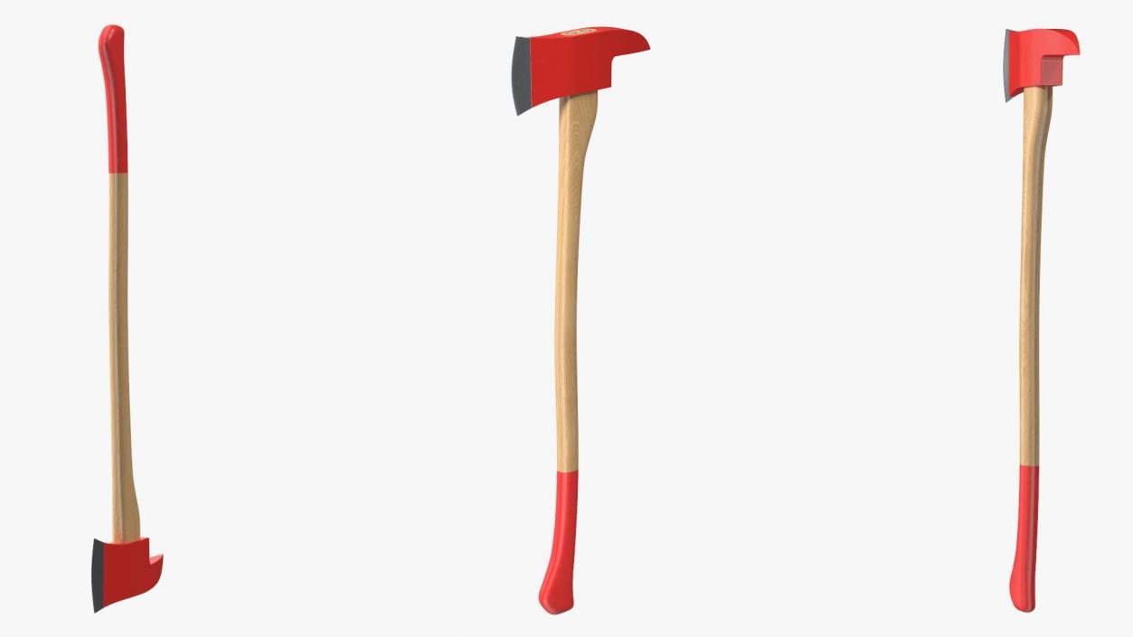 Fireman Axe with Wooden Handle New 3D model