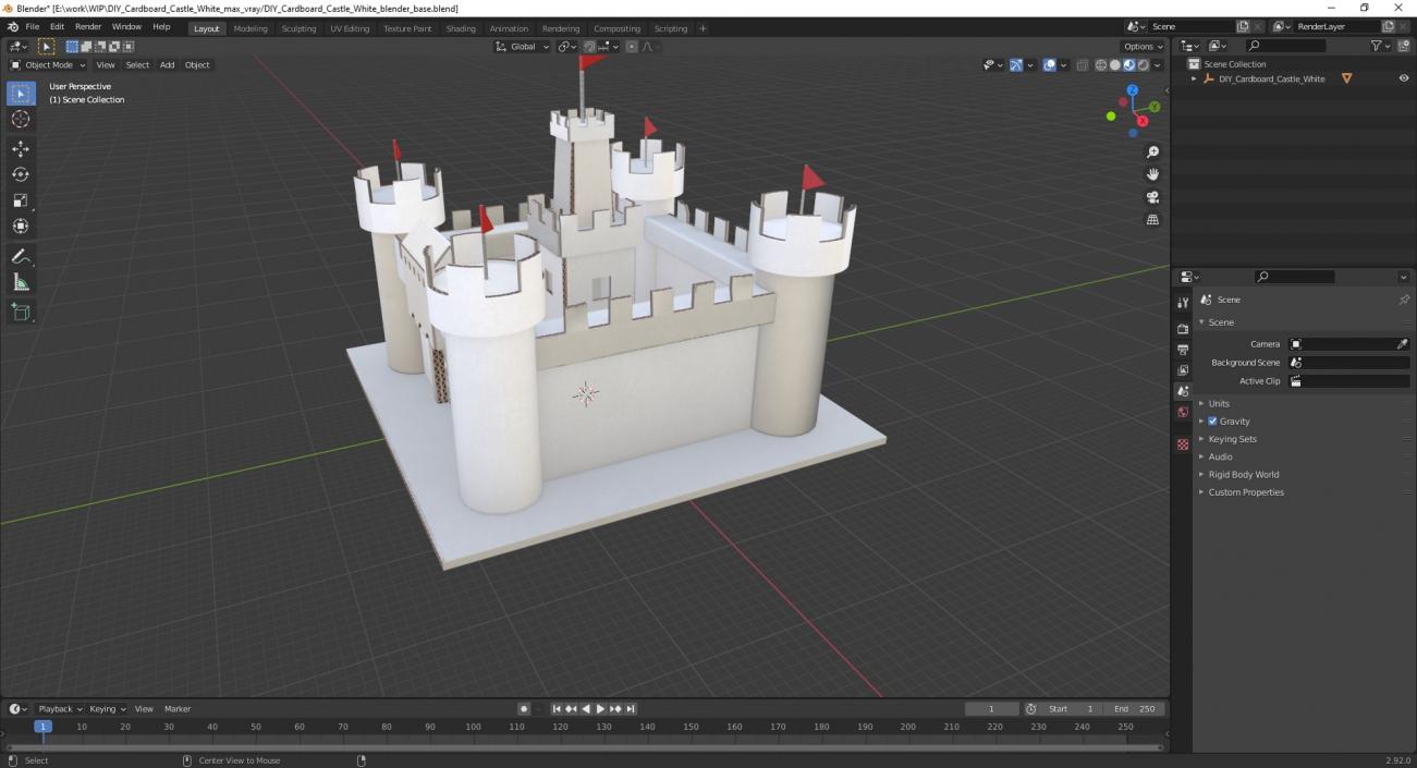 3D DIY Cardboard Castle White 2 model