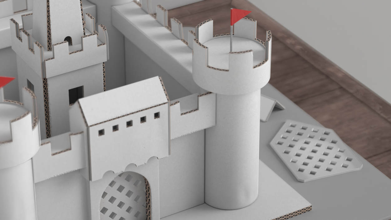 3D DIY Cardboard Castle White 2 model