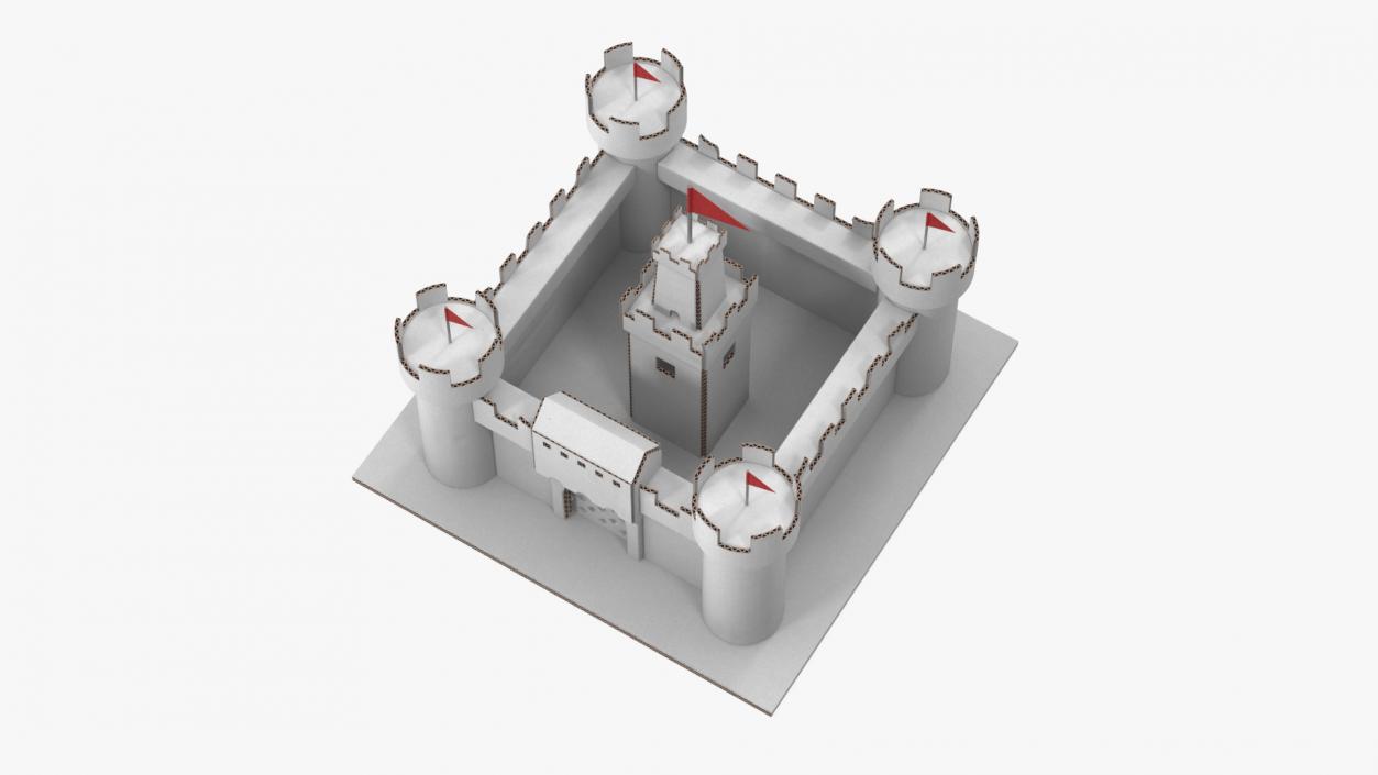 3D DIY Cardboard Castle White 2 model