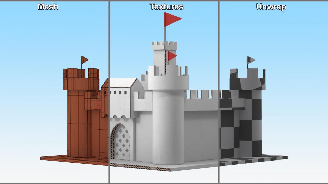 3D DIY Cardboard Castle White 2 model