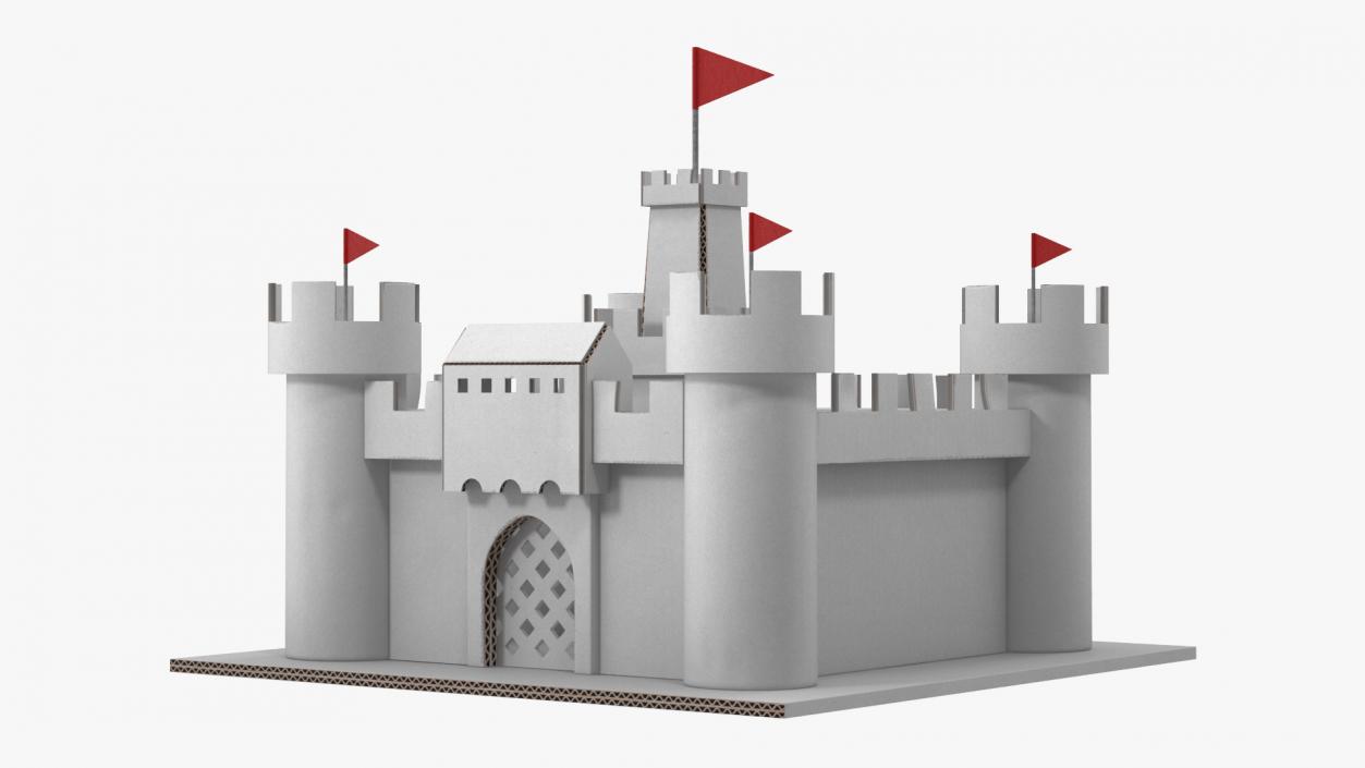 3D DIY Cardboard Castle White 2 model