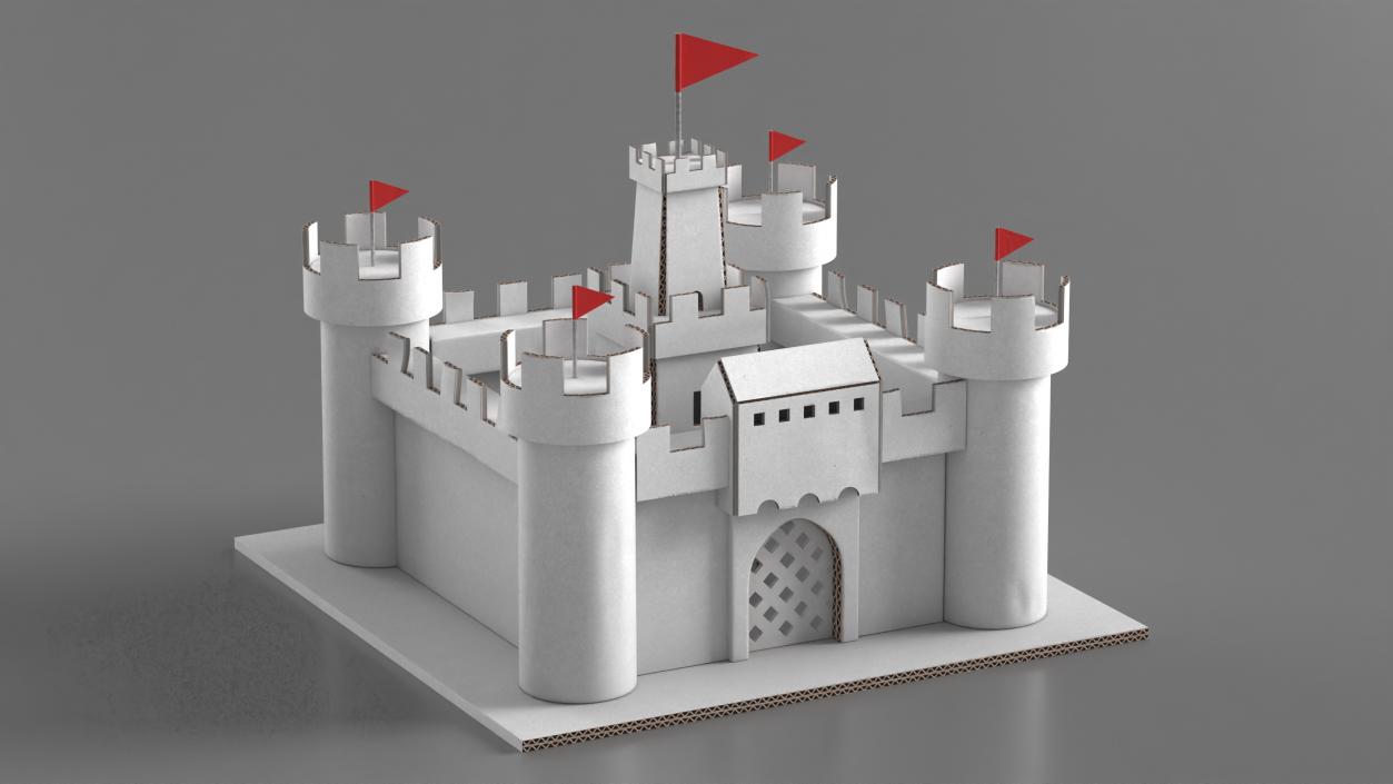 3D DIY Cardboard Castle White 2 model