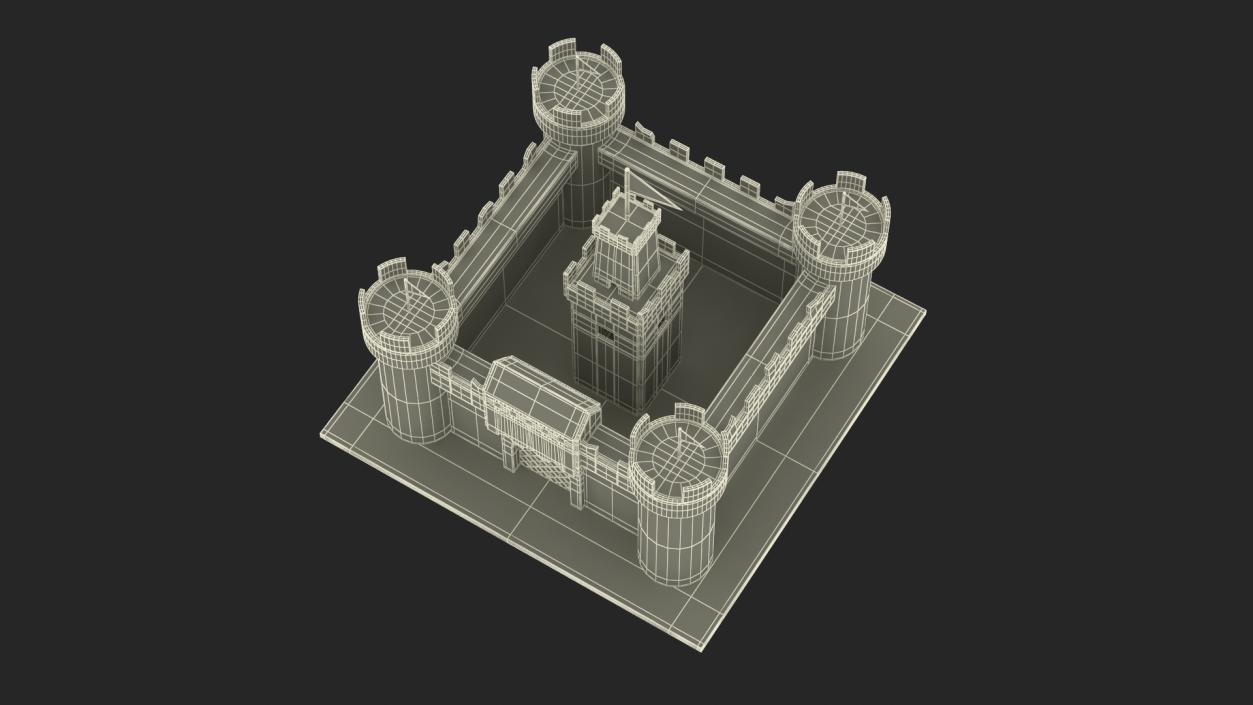 3D DIY Cardboard Castle White 2 model