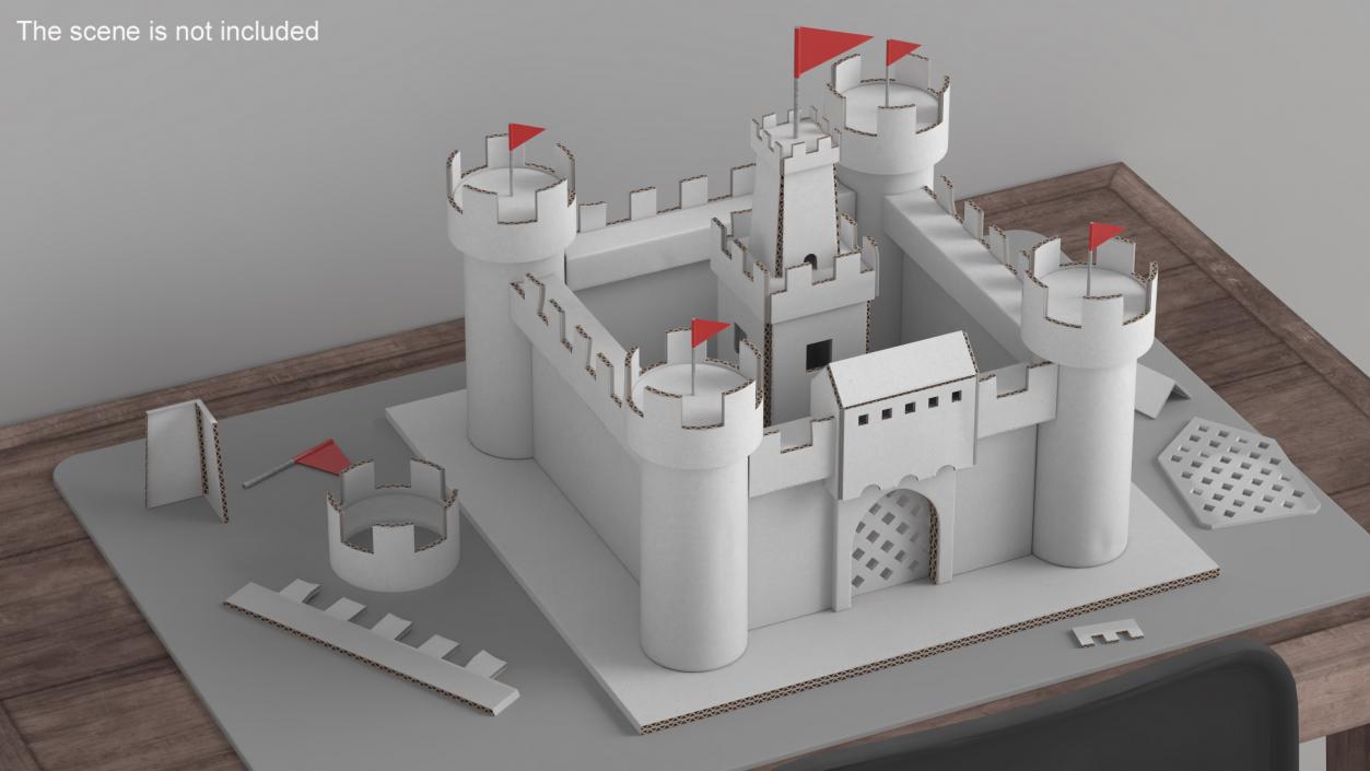 3D DIY Cardboard Castle White 2 model