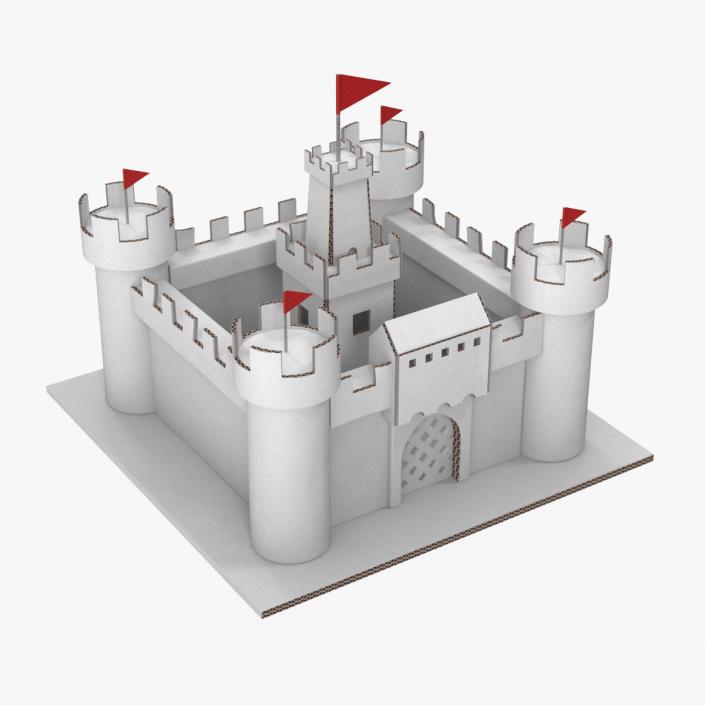 3D DIY Cardboard Castle White 2 model