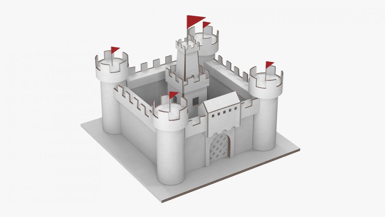 3D DIY Cardboard Castle White 2 model