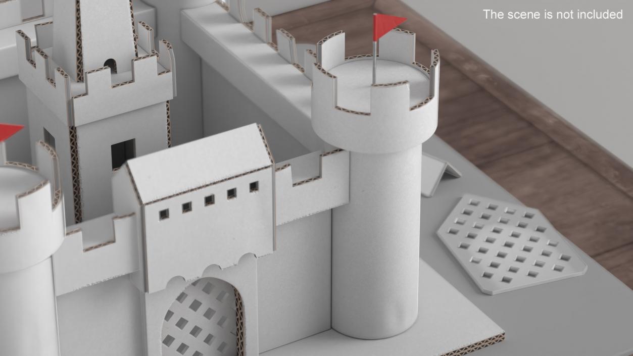 3D DIY Cardboard Castle White 2 model