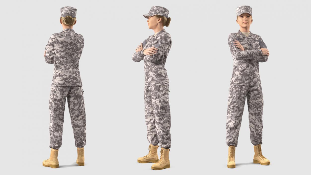 3D Female Soldier Military ACU Fur