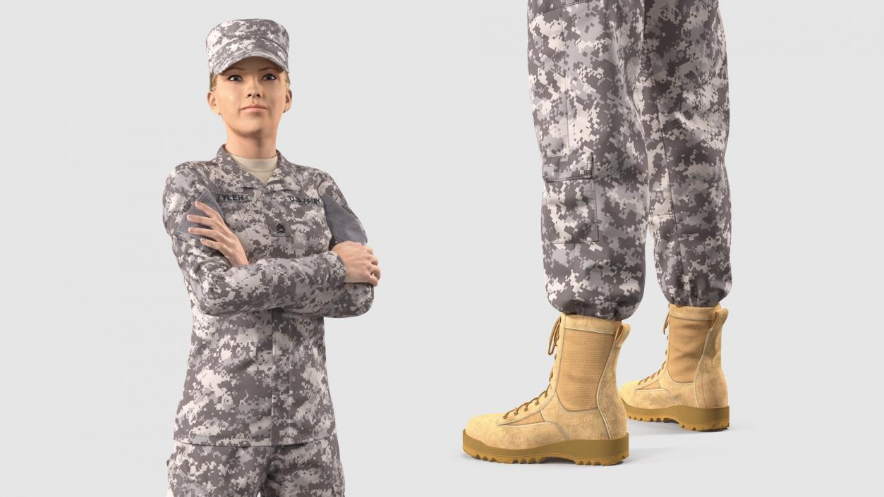 3D Female Soldier Military ACU Fur