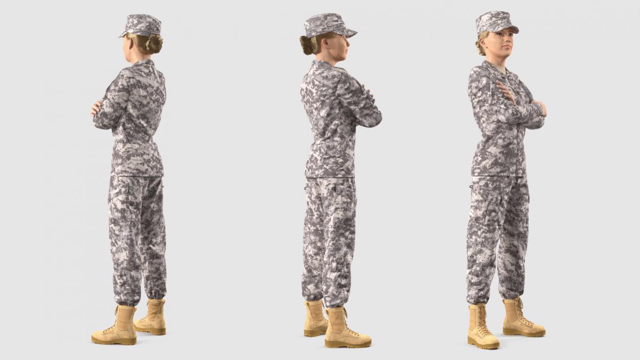 3D Female Soldier Military ACU Fur