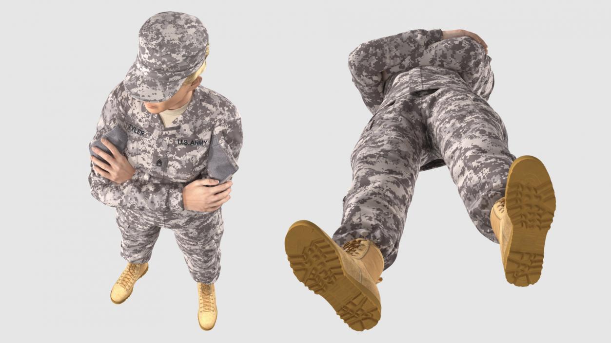 3D Female Soldier Military ACU Fur