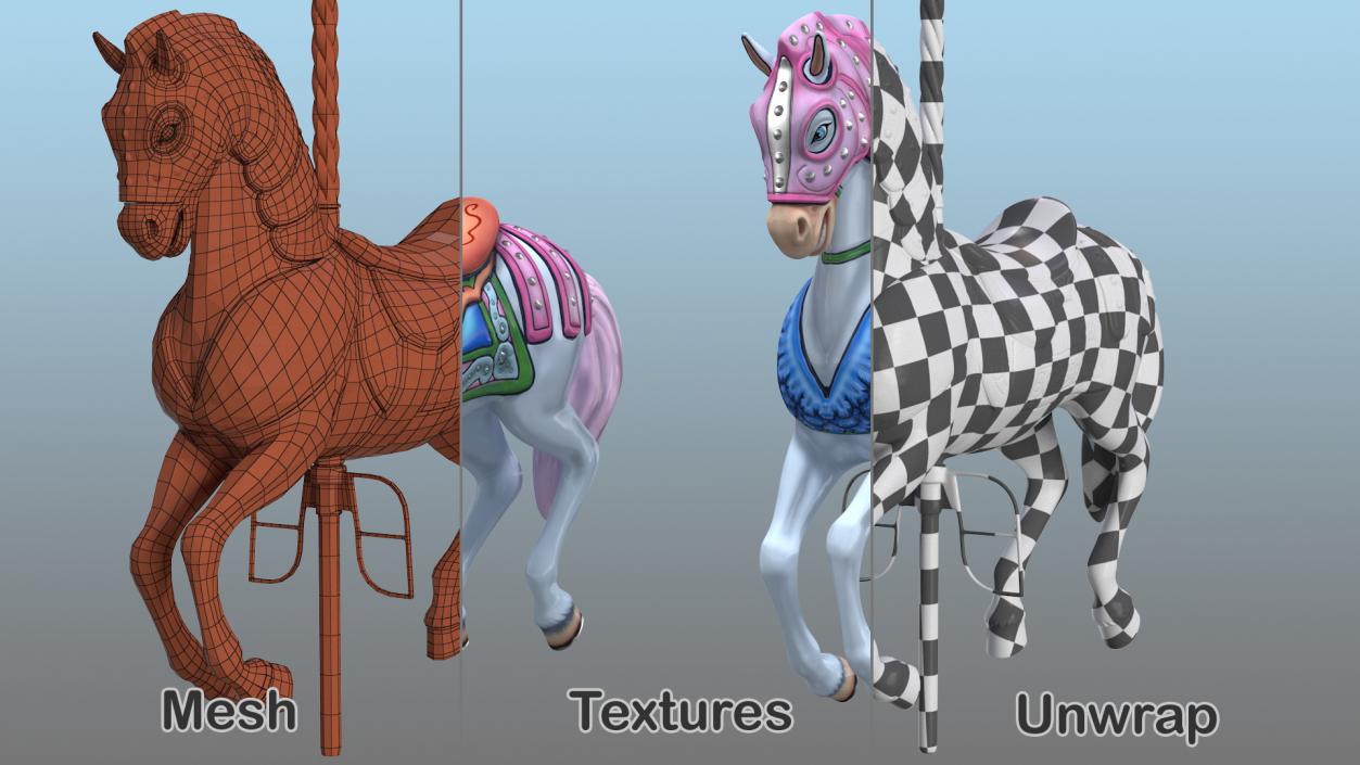 Carousel Horse Pink 3D model