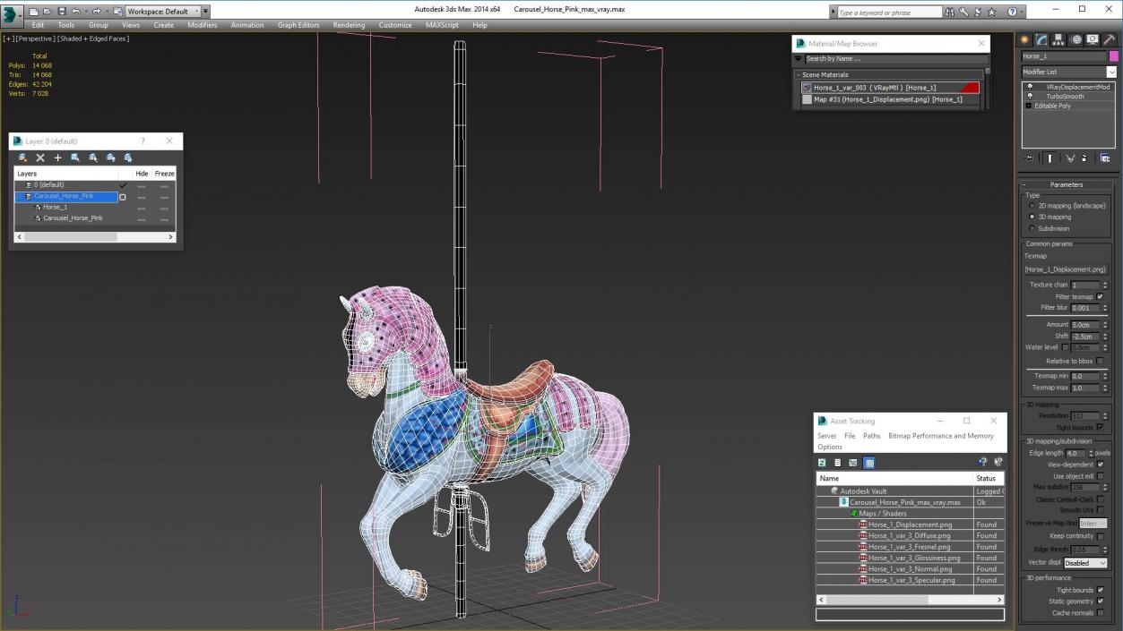 Carousel Horse Pink 3D model