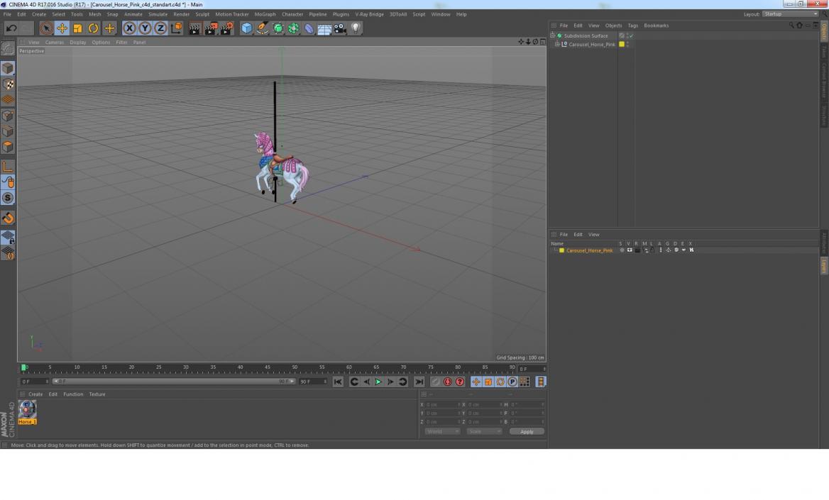 Carousel Horse Pink 3D model
