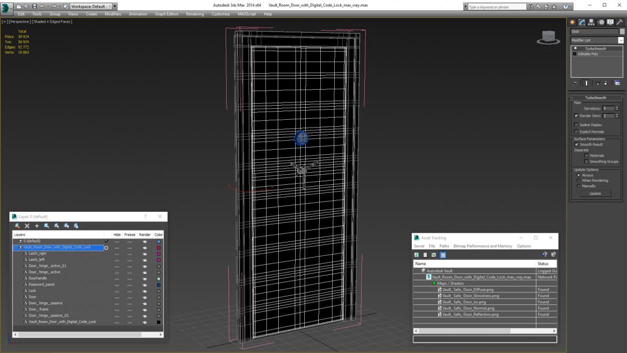 3D Vault Room Door with Digital Code Lock model