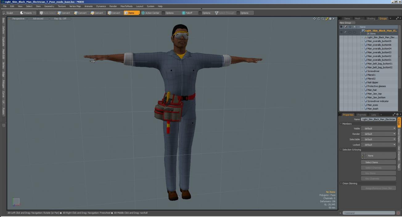 Light Skin Black Man Electrician T Pose 3D model