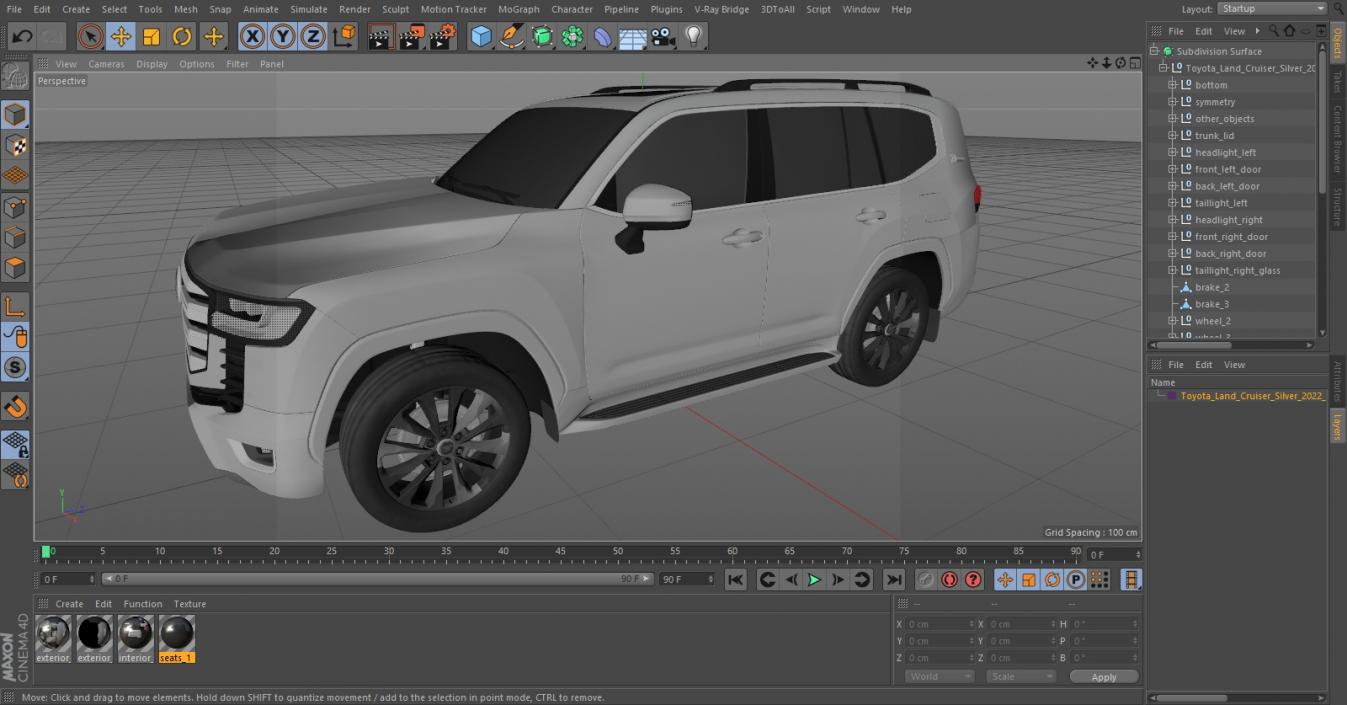 3D model Toyota Land Cruiser Silver 2022 Exterior Only