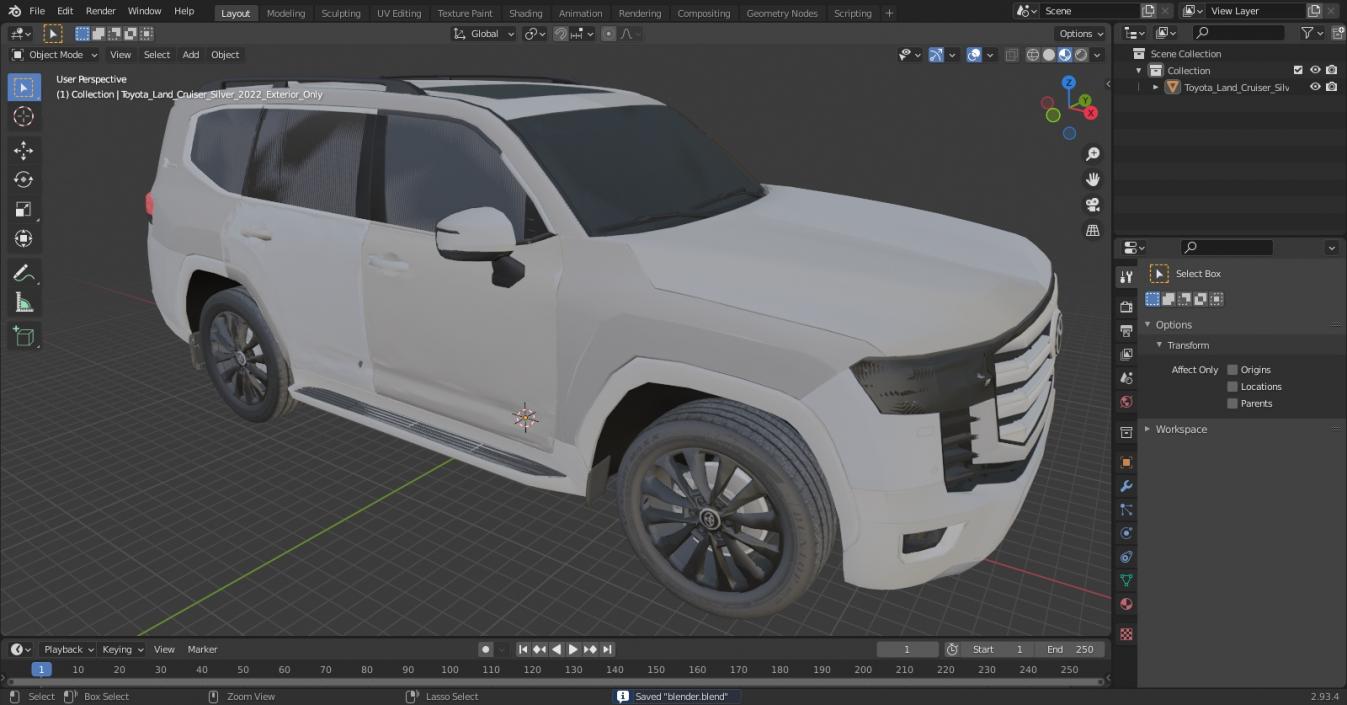 3D model Toyota Land Cruiser Silver 2022 Exterior Only