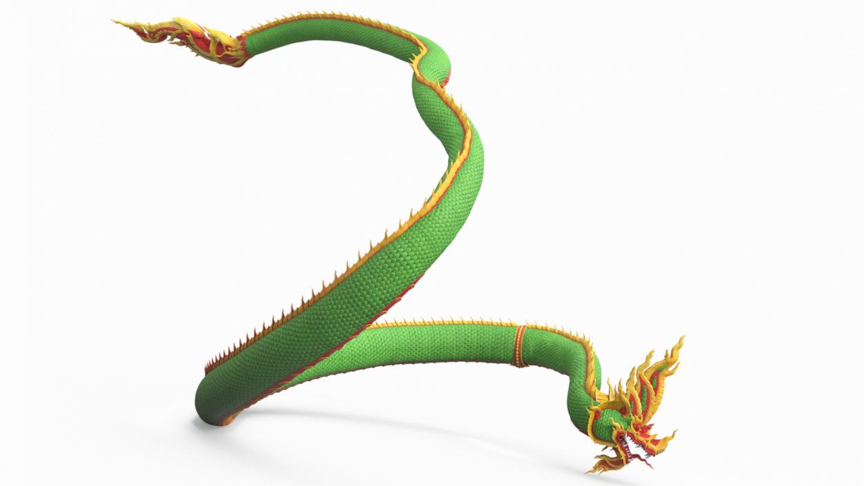 3D model Asian Naga Dragon Green Rigged