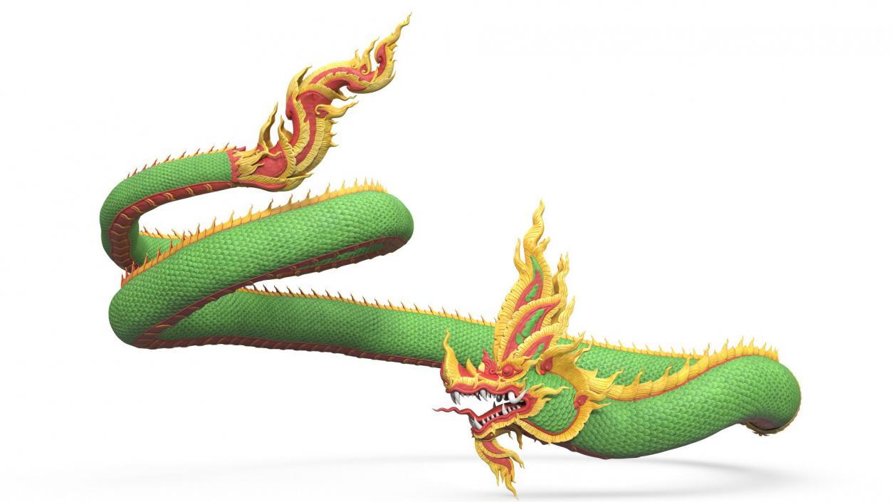 3D model Asian Naga Dragon Green Rigged