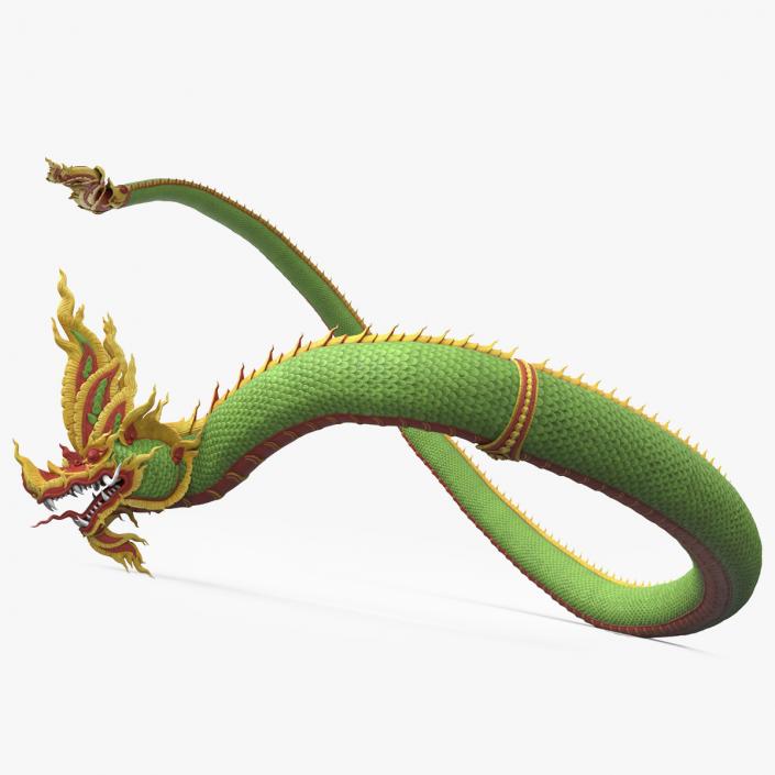 3D model Asian Naga Dragon Green Rigged