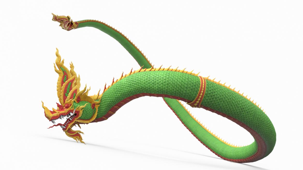 3D model Asian Naga Dragon Green Rigged