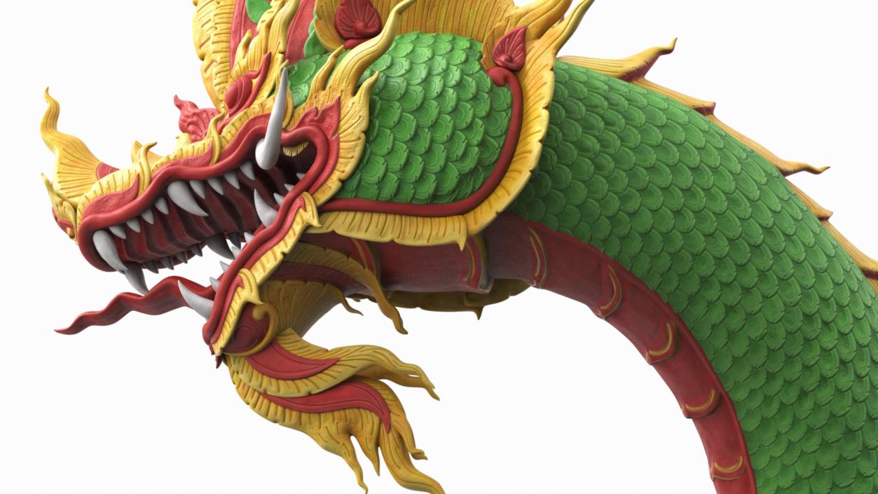 3D model Asian Naga Dragon Green Rigged