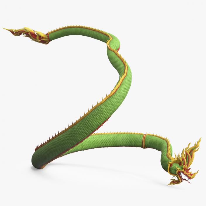 3D model Asian Naga Dragon Green Rigged