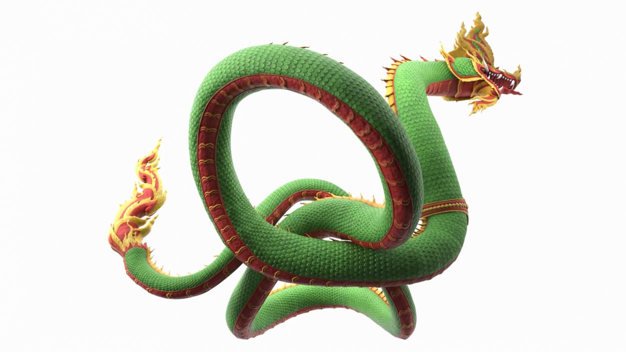 3D model Asian Naga Dragon Green Rigged