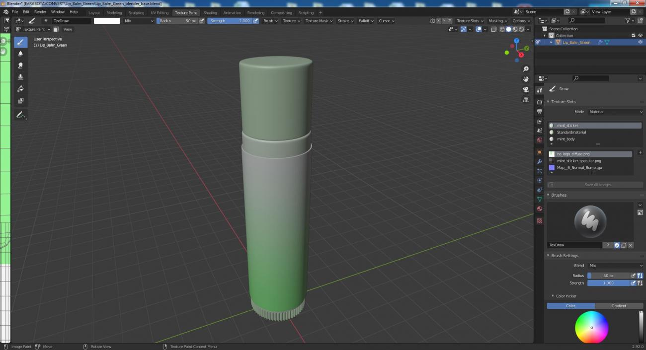 Lip Balm Green 3D model