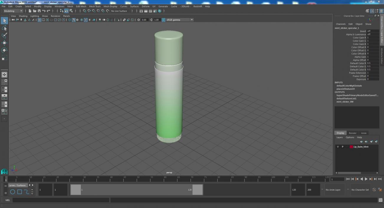 Lip Balm Green 3D model