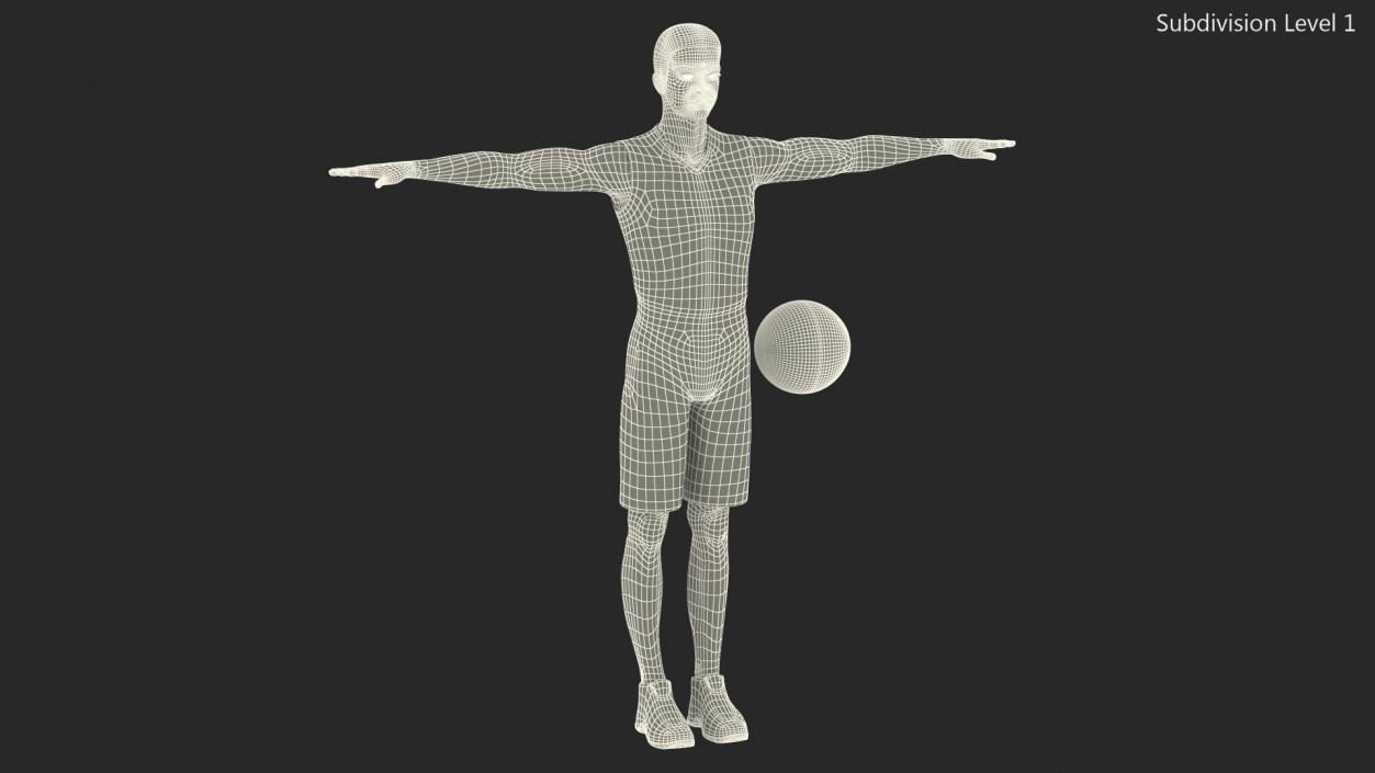 3D Dark Skin Teenager Basketball Player T Pose model