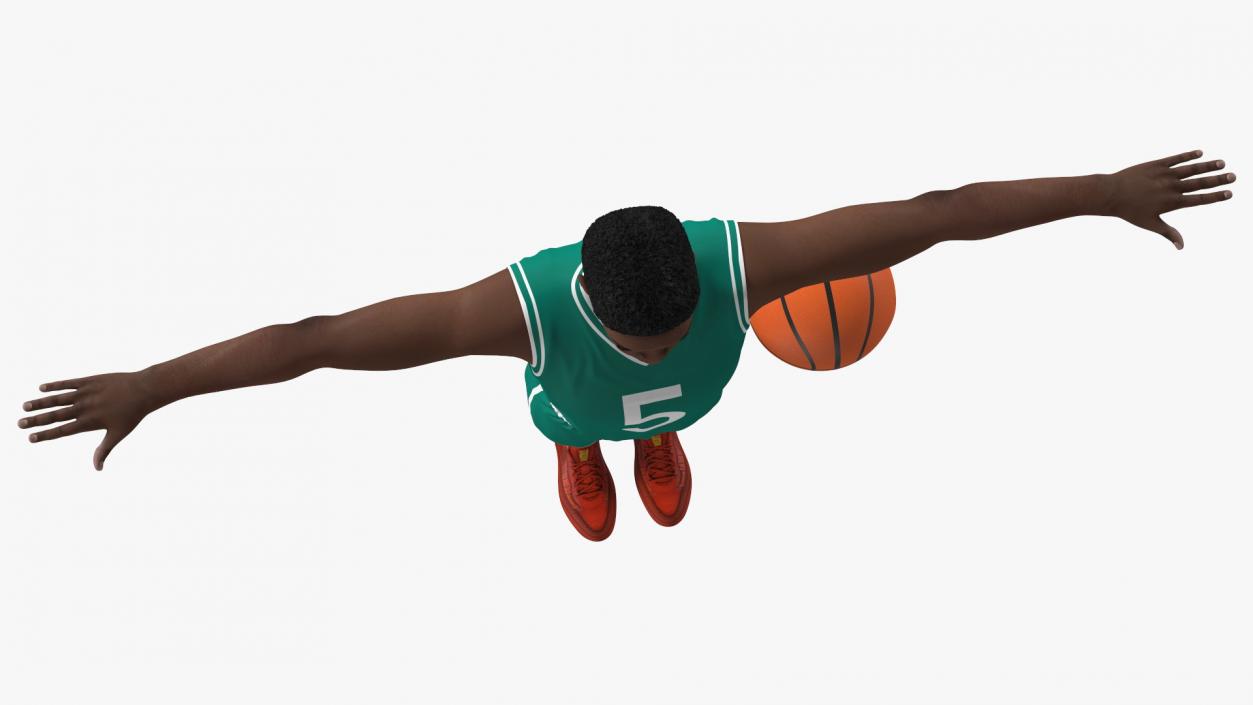 3D Dark Skin Teenager Basketball Player T Pose model