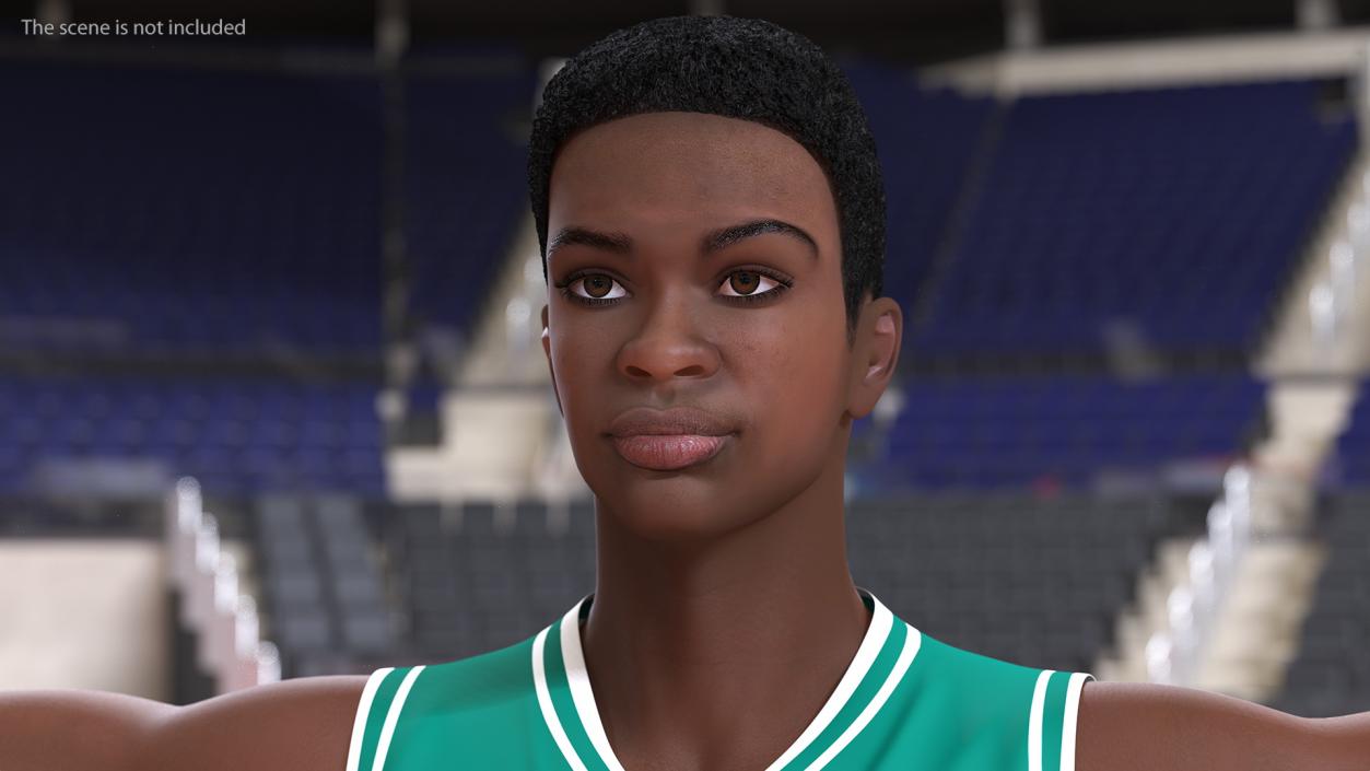 3D Dark Skin Teenager Basketball Player T Pose model