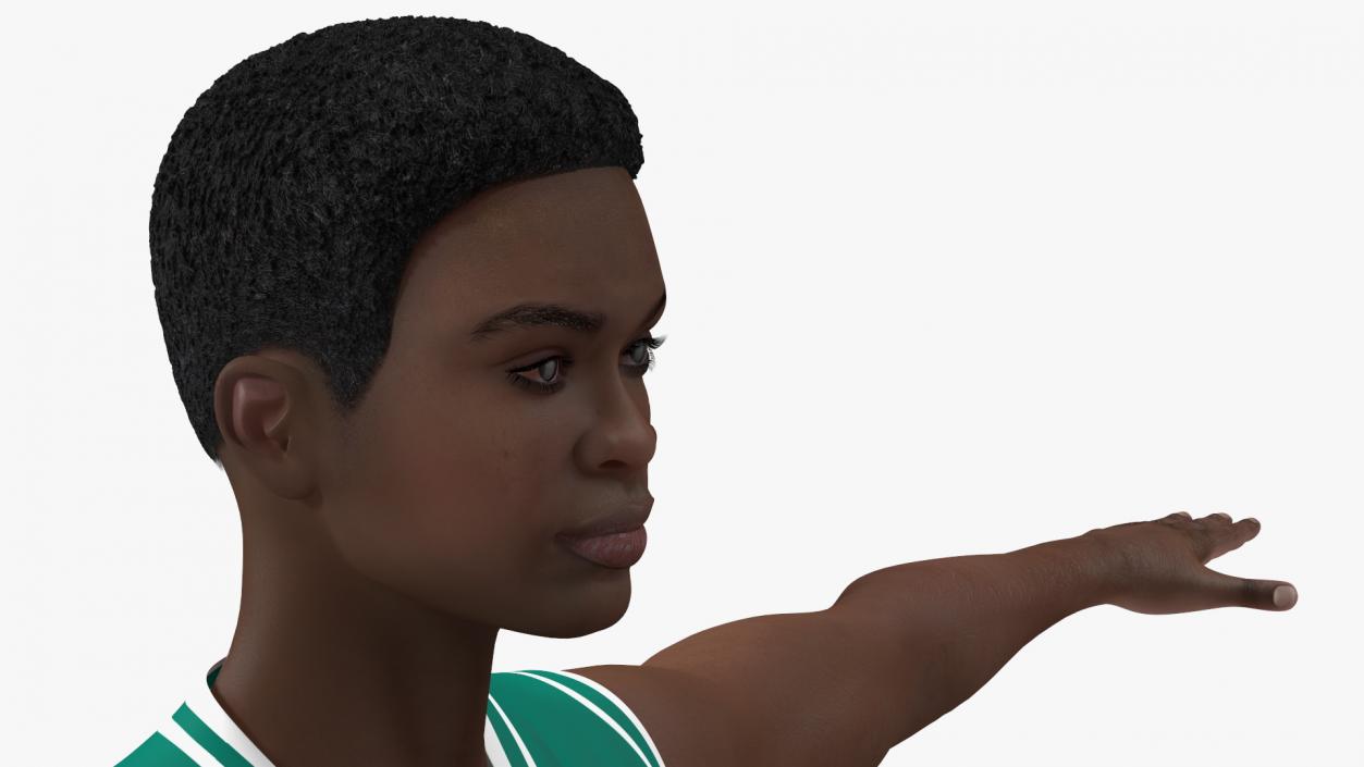 3D Dark Skin Teenager Basketball Player T Pose model