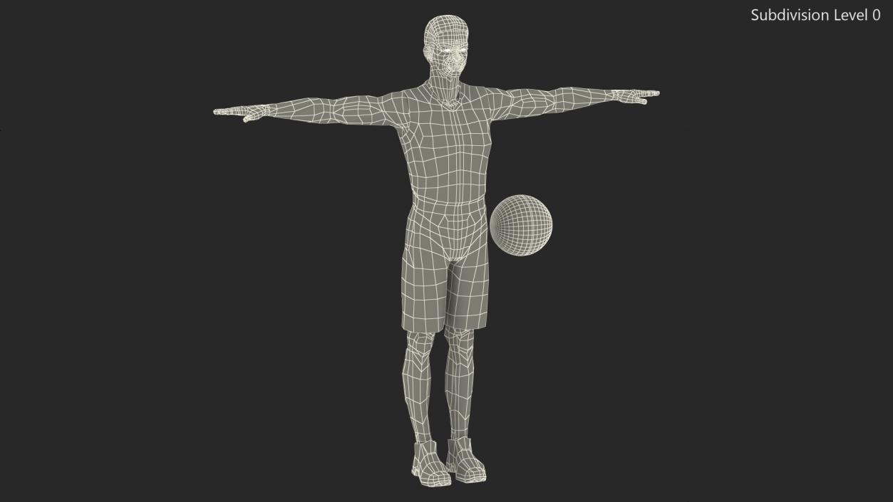 3D Dark Skin Teenager Basketball Player T Pose model